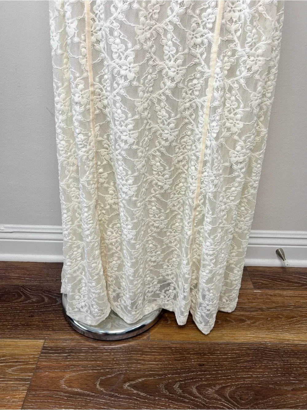 ZARA NWT Ecru Lace Maxi Dress Size S Sheer Mock Neck Wedding Bridal Boho - Picture 12 of 15